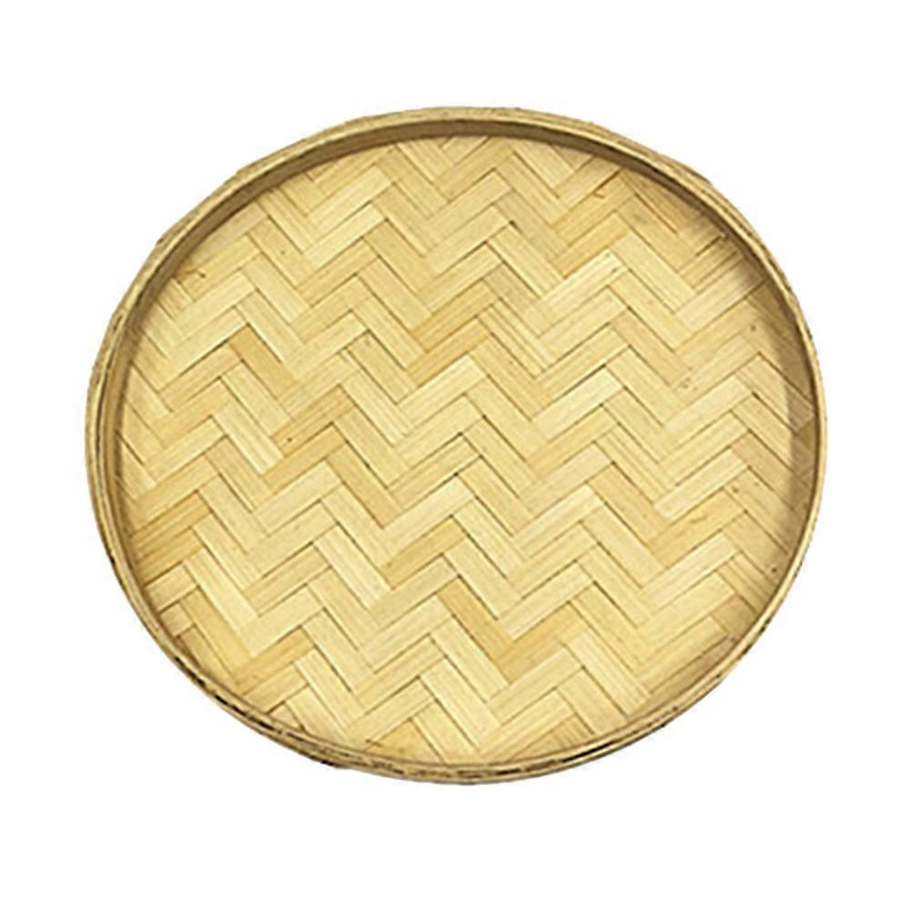 Tray Hanging Decors Handwoven Flat Basket Bamboo Weaving Dustpan Hanging Ornaments Home Decorative Item 26x26x1.5cm 1Pcs