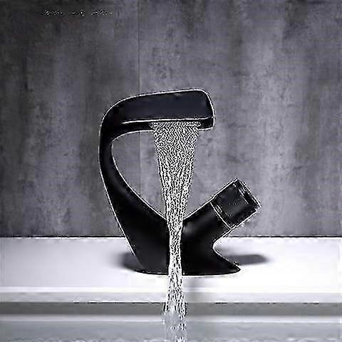 Hot And Cold Water Mixer Tap Bathroom Sink Faucets Black Faucet Single Hole Crane Deck Mounted Basin Faucet Chrome Finish 0619