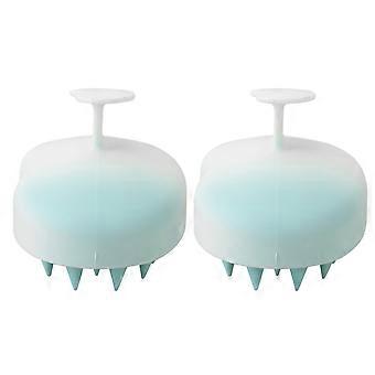 2PCS Shampoo Borstel Verminderen Jeuk Siliconen Natte Droge Hoofdhuid Massager Roos Verwijdering Shampoo Borstel voor Haarverzorging Blauw