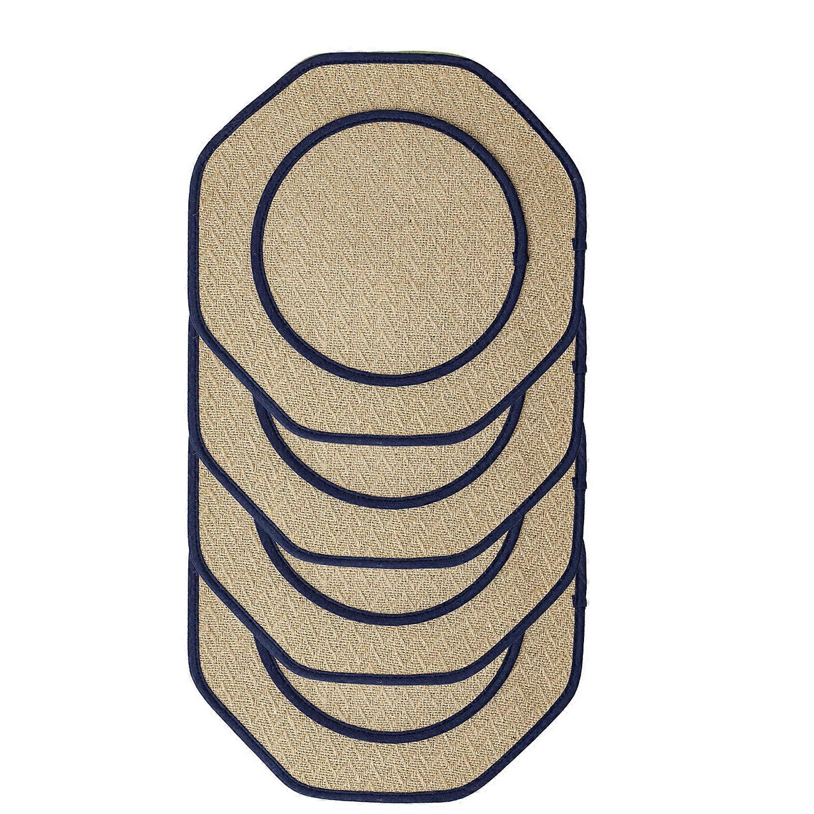 4pcs Table Mats Heat Resistant Spillproof Dining Placemat Friendly Cotton and Linen blend Table Decoration Mat  Navy blue
