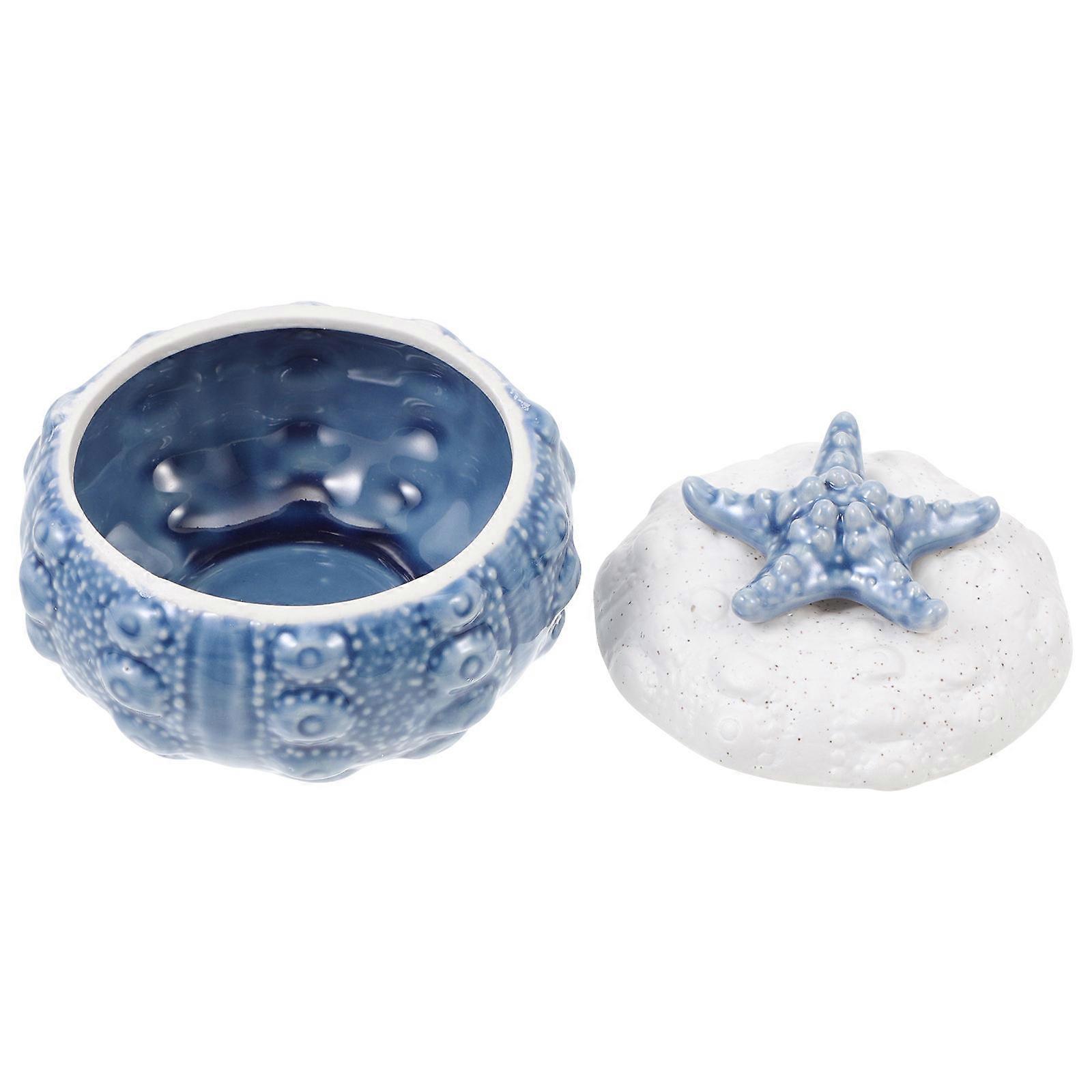 Blue Nordic Style Ceramic Jewelry Box with Lid – Durable, Smooth Surface, Compact & Easy to Clean Storage Container for Home, Parties & Restaurants