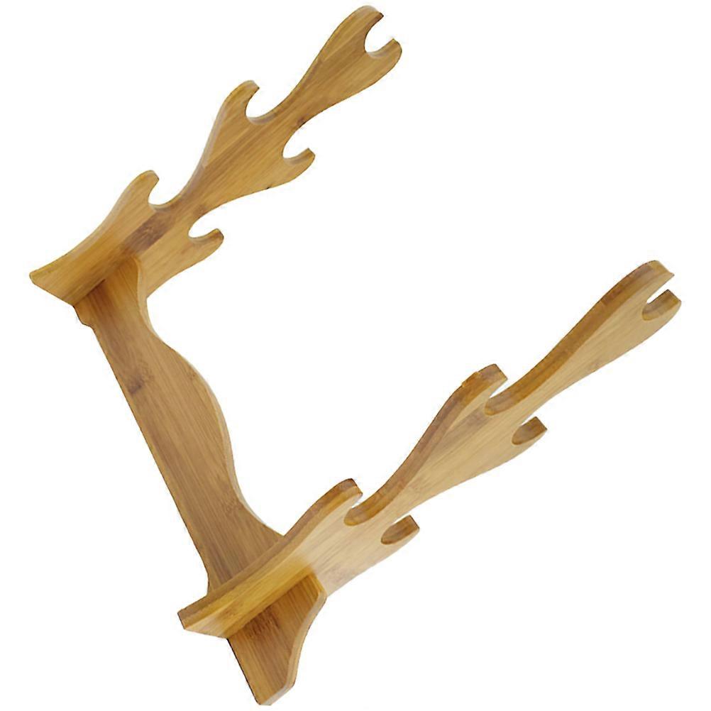 Light Brown Bamboo Flute Holder and Swords Display Rack for Home Storage and Organization 11.8 x 4.3 x 2.8 Inches