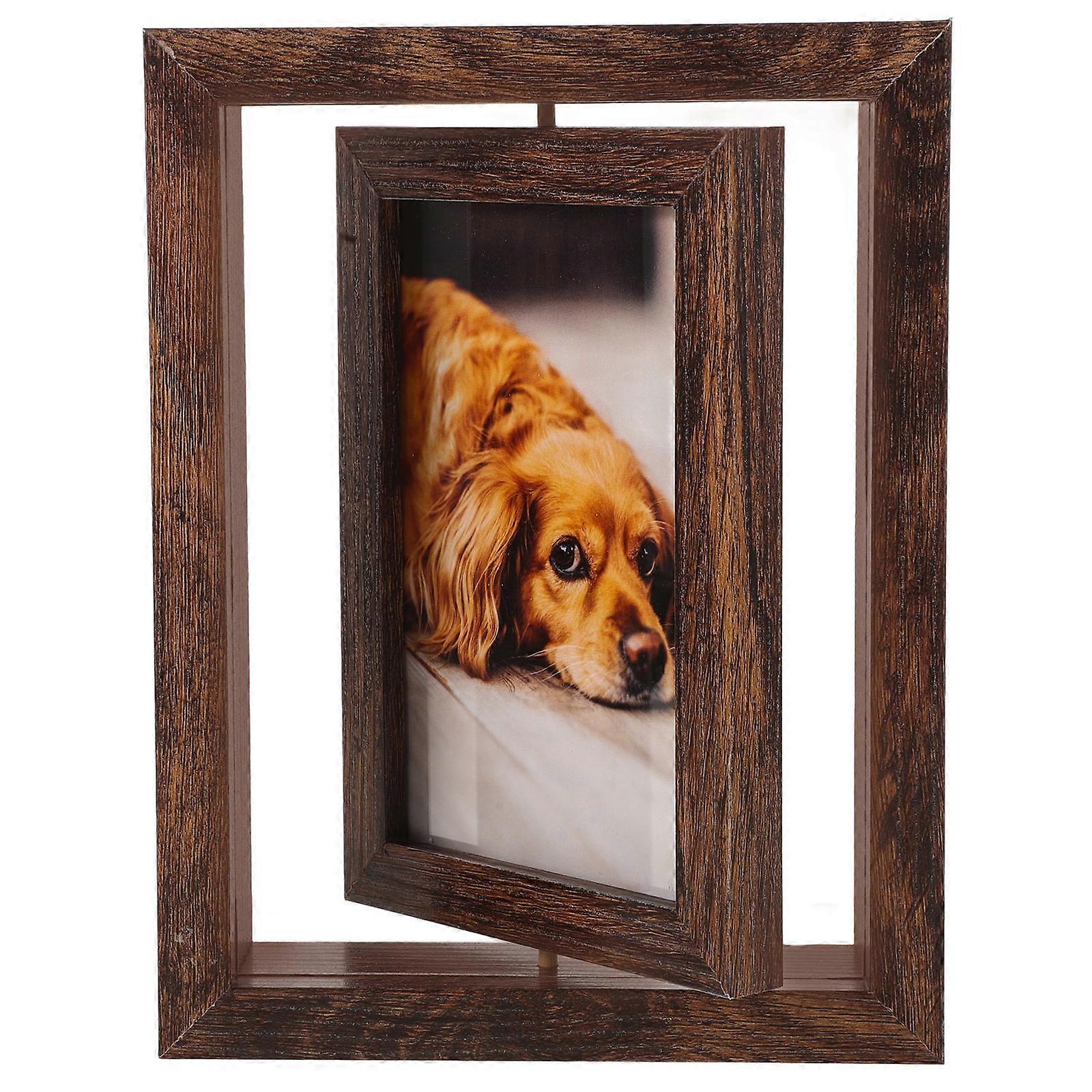 Rustic Rotating Photo Frame with Creative Double Sided Design 1 Set Vintage Picture Frame for Home Display