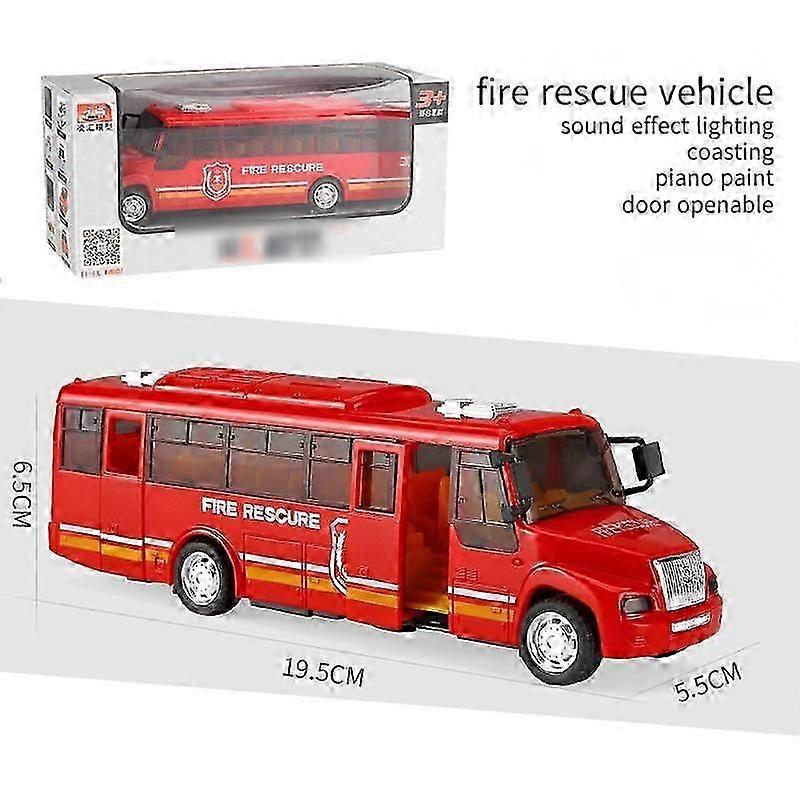 (1 set) children's school bus school bus police school bus fire toy car (c1905 fire bus - openable - inertia)