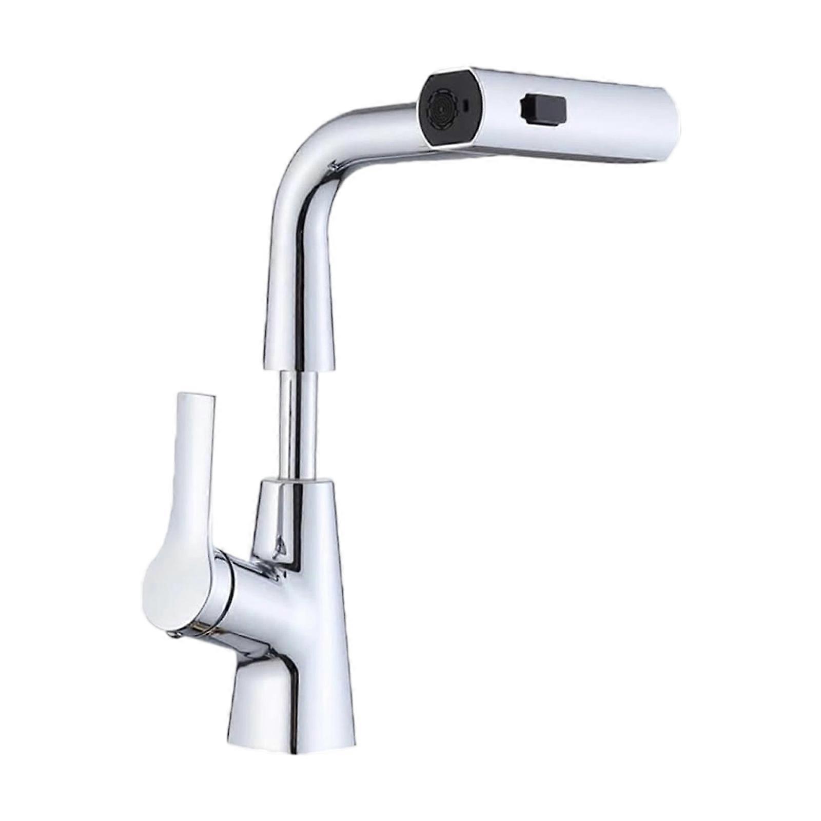 Professional Metal Faucet Retractable Sprayers 360 Rotate Spouts Tool Without Installation Pull Out Faucet for Kitchen silver