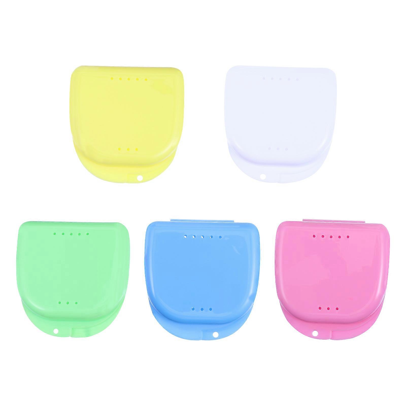 Denture Case with Builtin Ventilation for Storage Made of Strong PP in Assorted Color 5pcs Pack