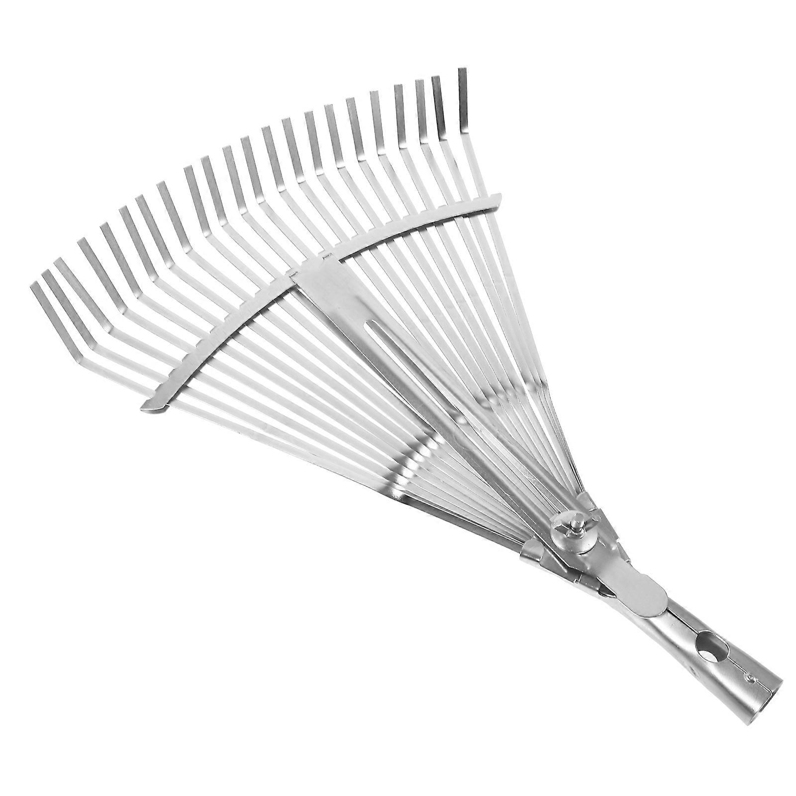 Garden Metal Rake for Gardening Use with Stainless Steel Silver Color Fine Craftsmanship and Durable Design 7.5 Inch