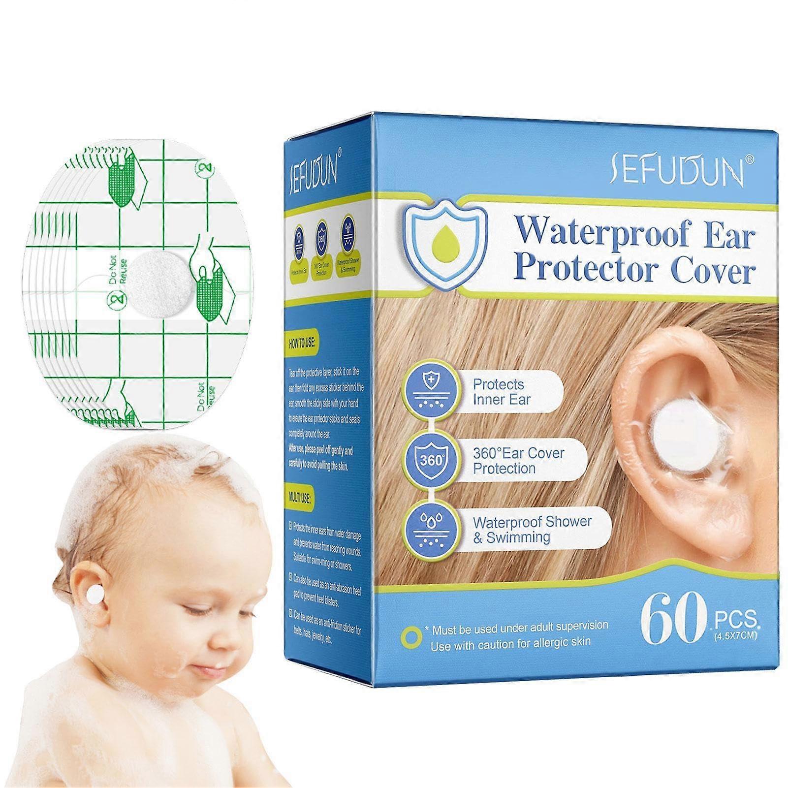 Baby Waterproof Ear Stickers Baby Waterproof Hearing Protection Pack of 60 Hearing Protection for Newborns for Bathing, Showering, Surfing