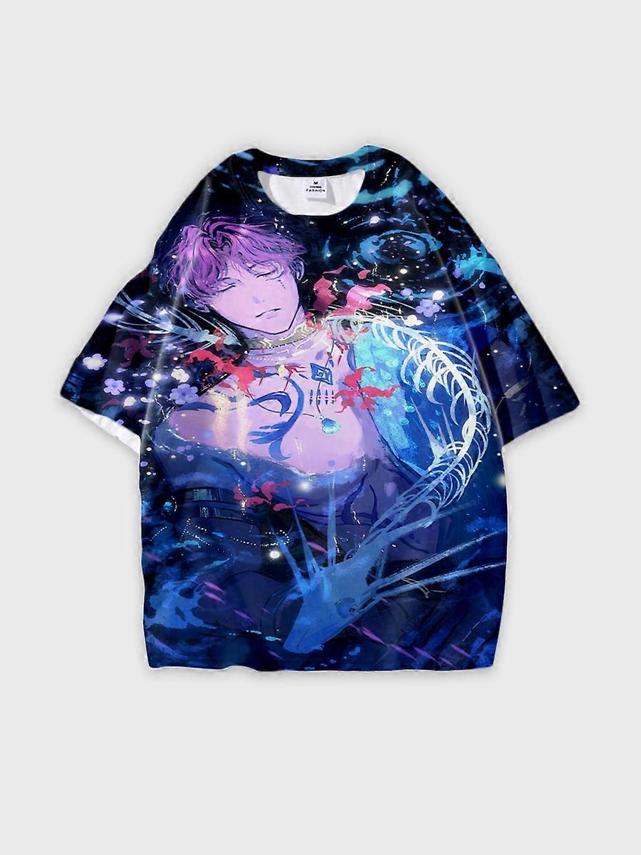 T-shirt round neck Role Pattern loose short sleeve B801