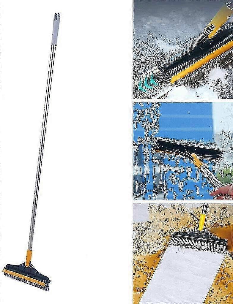 Bathroom cleaning brush with squeegee, 2 in 1 floor tool