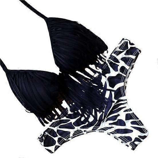 2 Pcs/Set Bikini Set Tassel Creative Contrast Colors Eye-catching Summer Swimwear Set for Spa