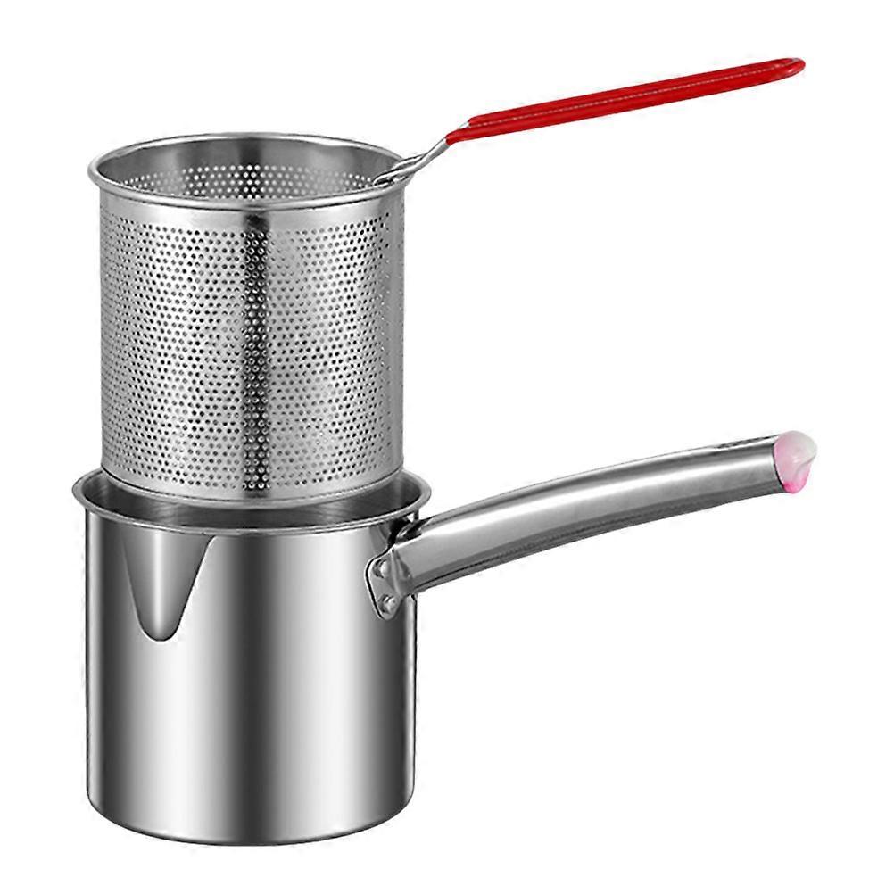 1 Set Stainless Steel Fryer Kit with Frying Pot Basket and Handheld Fry Basket