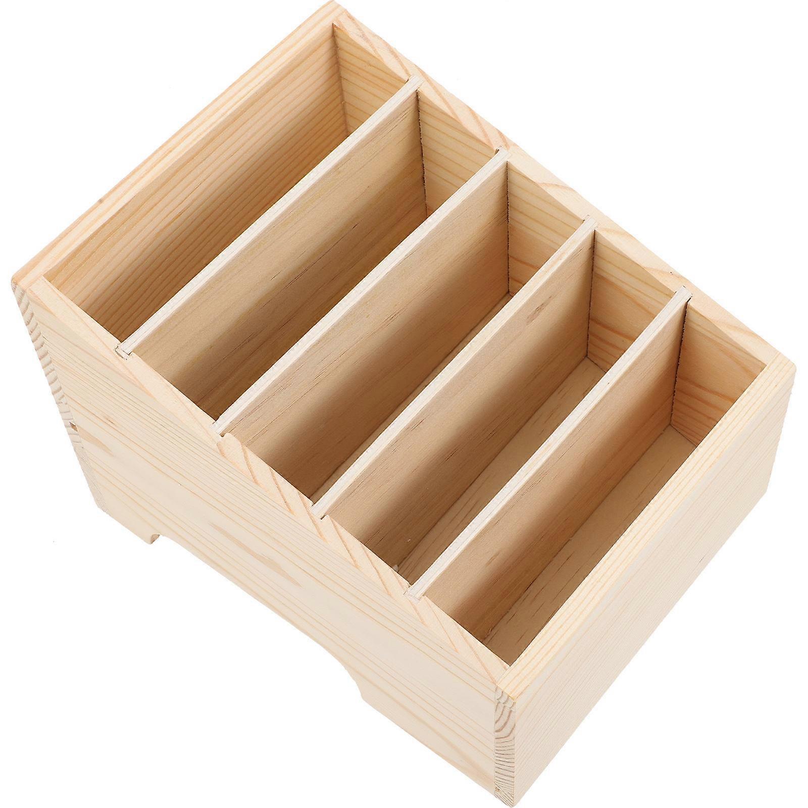 Wooden Desktop Organizer Box with Compartments for Mobile Phone and Sundries Storage – Large Capacity Natural Wood Texture for Home, Office, School