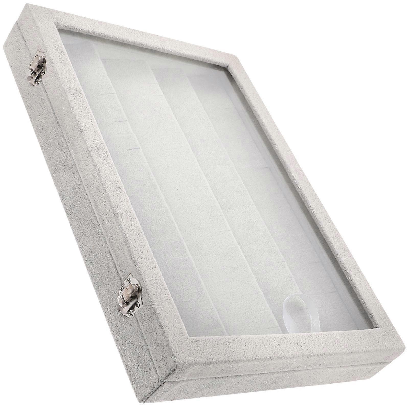 Grey Jewelry Organizer Box with Clear Lid for Storage Use Lightweight and Compact Size
