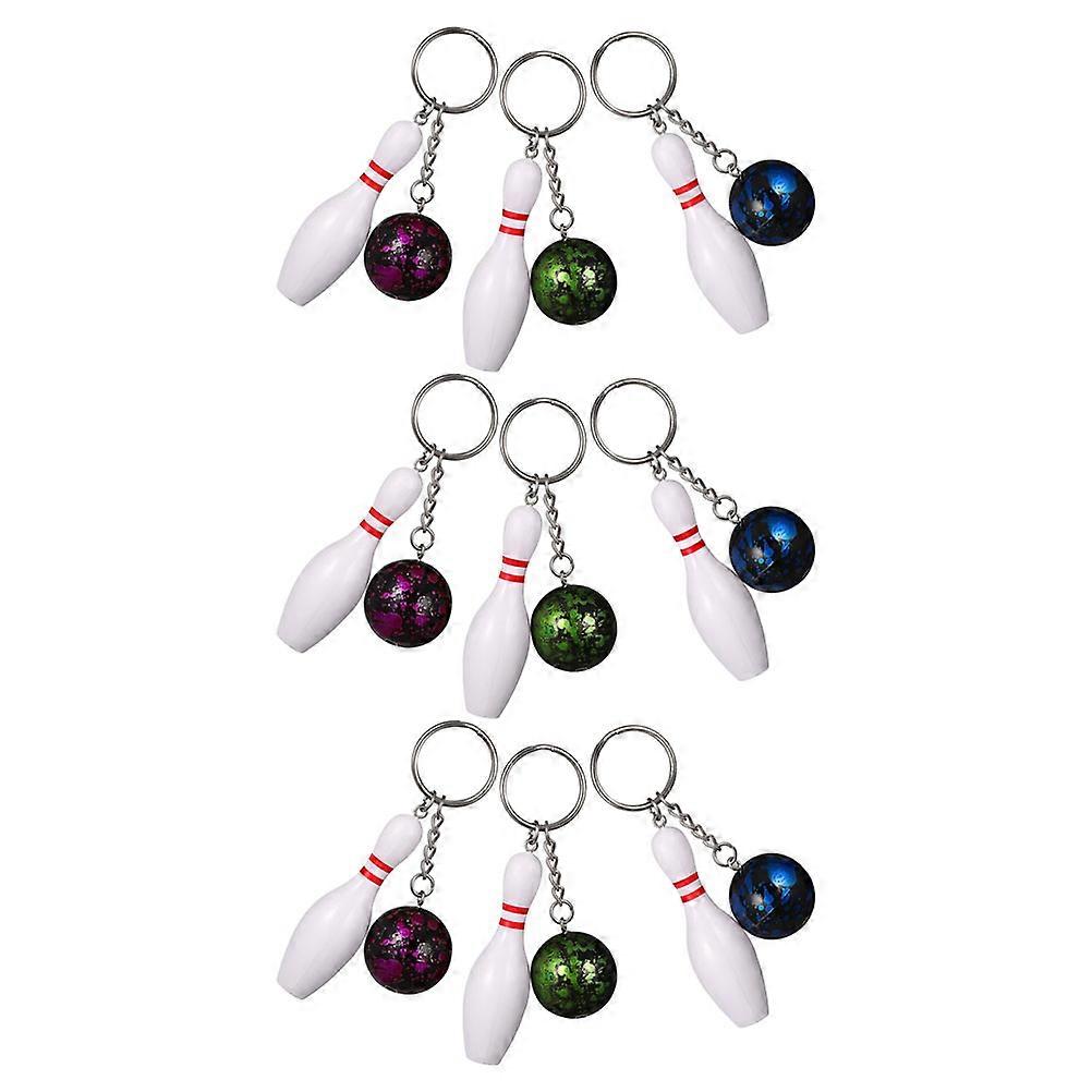 Bowling Pin Keychains for Kids Creative Design Vibrant Colors Portable Lightweight Plastic Zinc Alloy Assorted Color