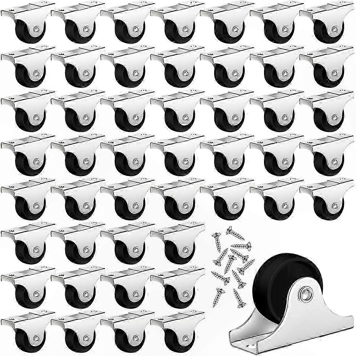 Metal Top Plate Fixed Caster, Rigid Non-Swivel Wheel, 48 Pack