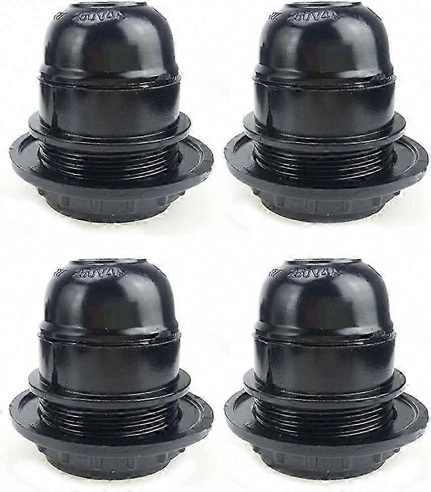4Pcs E27 Lamp Socket 250V 4A Plastic Bulb Holder External Thread Retro Light Socket (Black)