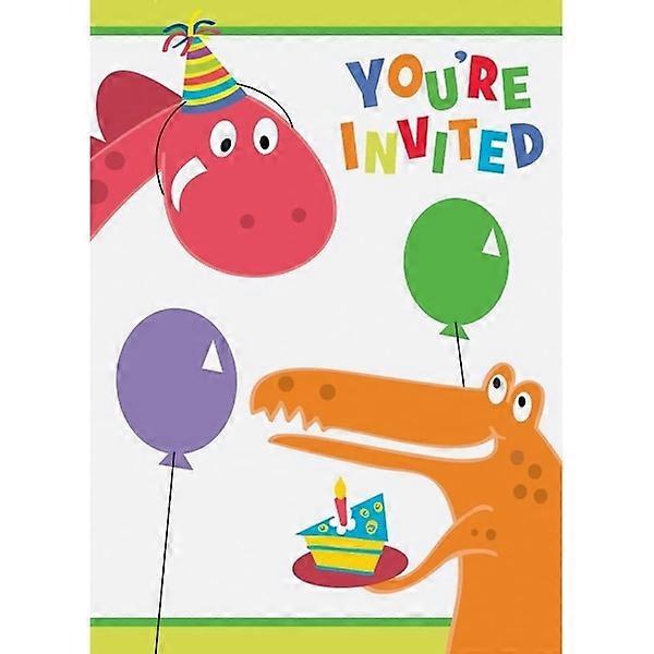 Unique Party Dinosaur Birthday Invitations (8-pack) One Size Multicoloured One Size