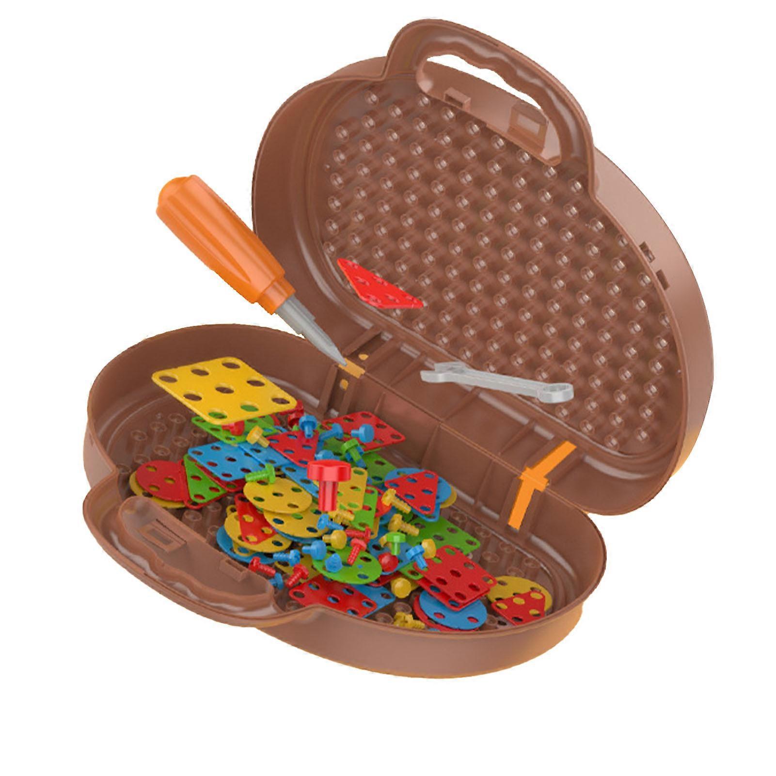 Engineering Electric Drill Toy Screw Assemble Engineer Educational Drill Toy for Kindergarten Brown