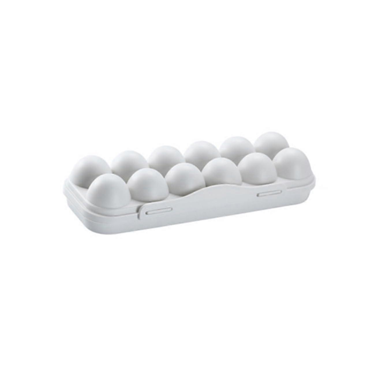 Refrigerator holder 2 pieces 12 compartments storage box stackable shatterproof for the refrigerator gray
