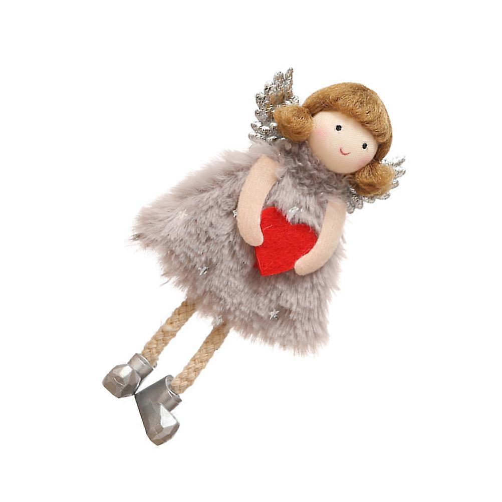 Craft Decorative Pendant Soft Toy Keyring Stuffed Ornaments Angel Doll Pendant Hanging Decor For Christmas Tree Wall Window Grey 15X9X3CM Plush 1Pc