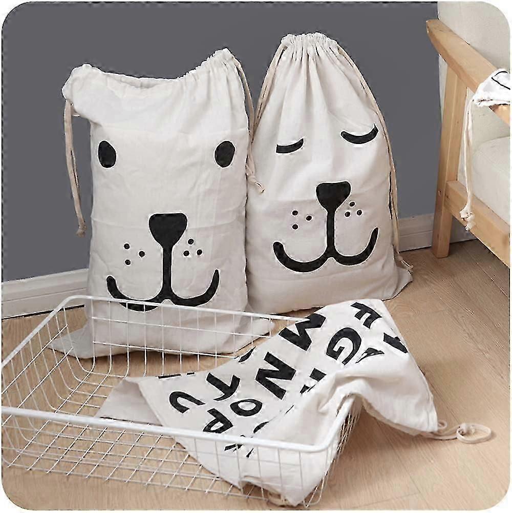 Set of 2 washable drawstring canvas laundry bags, large cotton bag for storing clothes and toys at home or for travelling, drawstring laundry bag 44 x