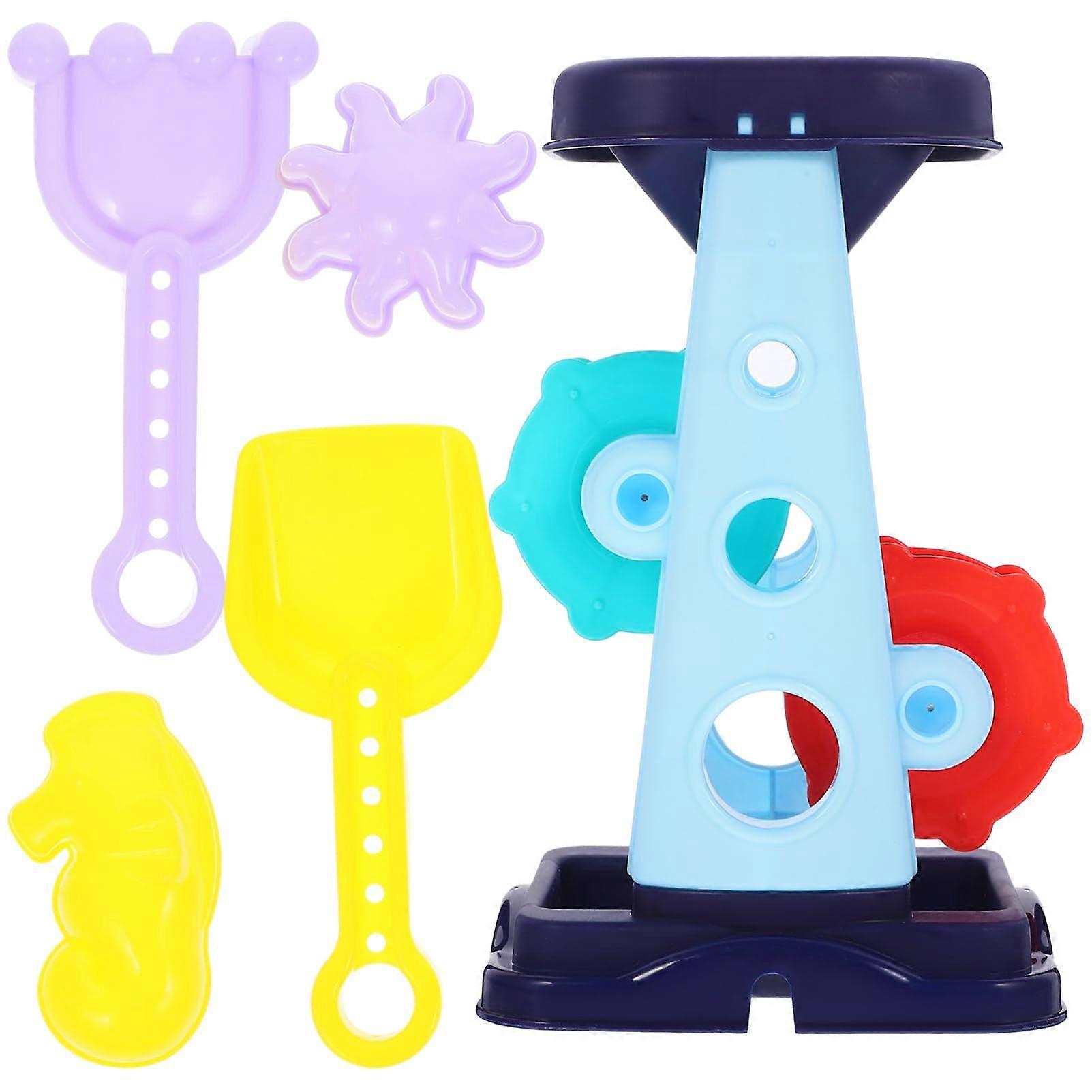 Interactive Beach Toy Set for Kids - 5-Piece Sand Play Set with Sand Shovel, Bucket, and Rake in Blue for Beach and Sandbox