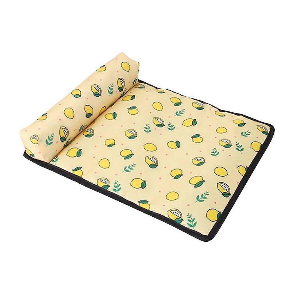 Dog Bed Mat Summer Cooling Pad For Dogs And Cats Ice Silk Blanket With Pillow Yellow Size L 1 x B 1 x H 1 Cm