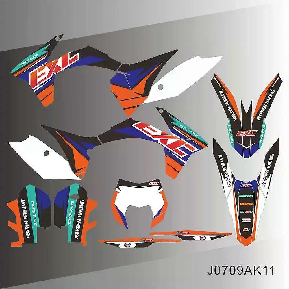 Full Graphics Decals Stickers Motorcycle Background Custom Number Name For KTM EXC EXC-F 125 250 300 350 450 2012 2013