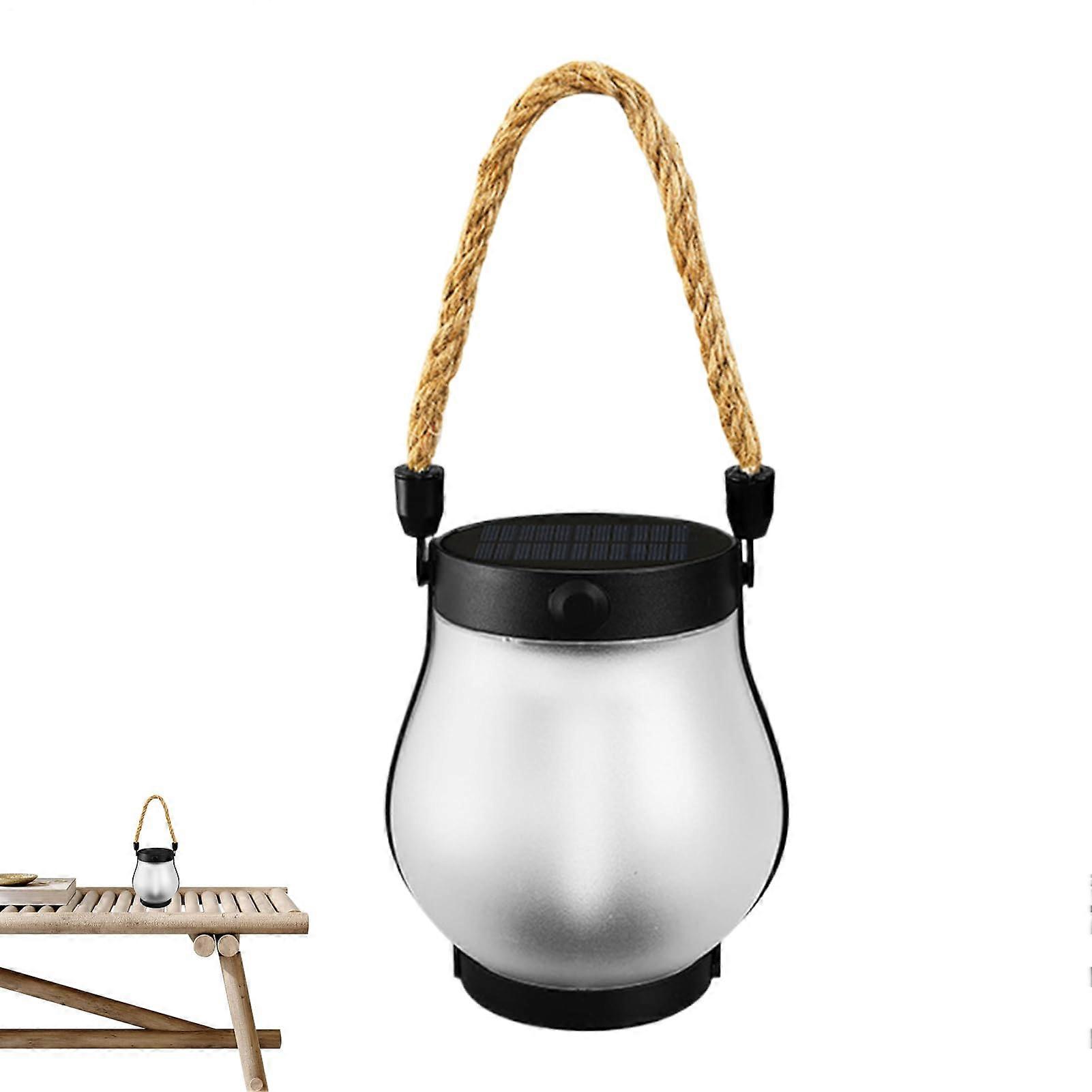 Solarflammlichter Flickering Flame Solar Garden Light Waterproof Hanging Lantern Rope Handle Lantern Rechargeable Lamp