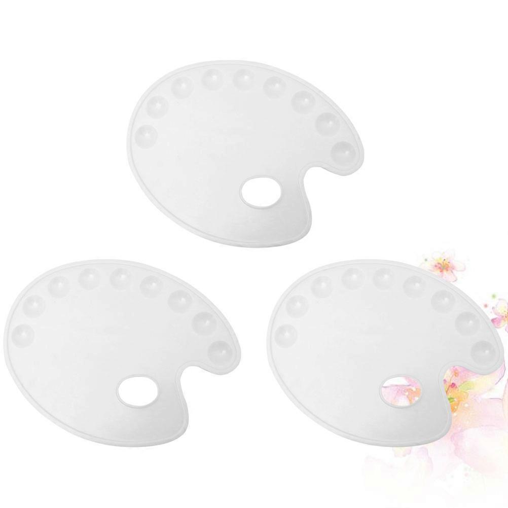 White 3Pcs Watercolor Paint Tray Set For Fine Artists With Oval Shape And Color Mixing Capability