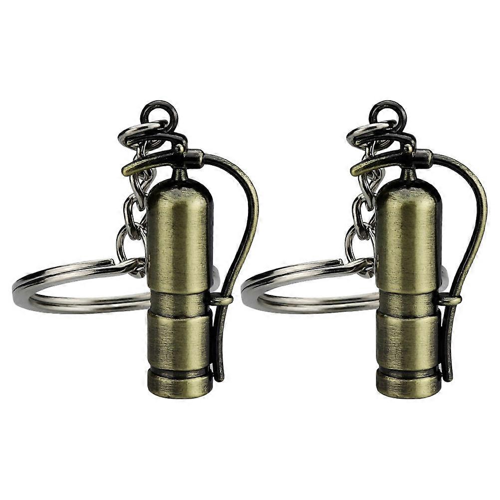 Firefighter Keychain Pendant Made of Zinc Alloy for Decoration Dark Brown 2PCS Small Size Lightweight