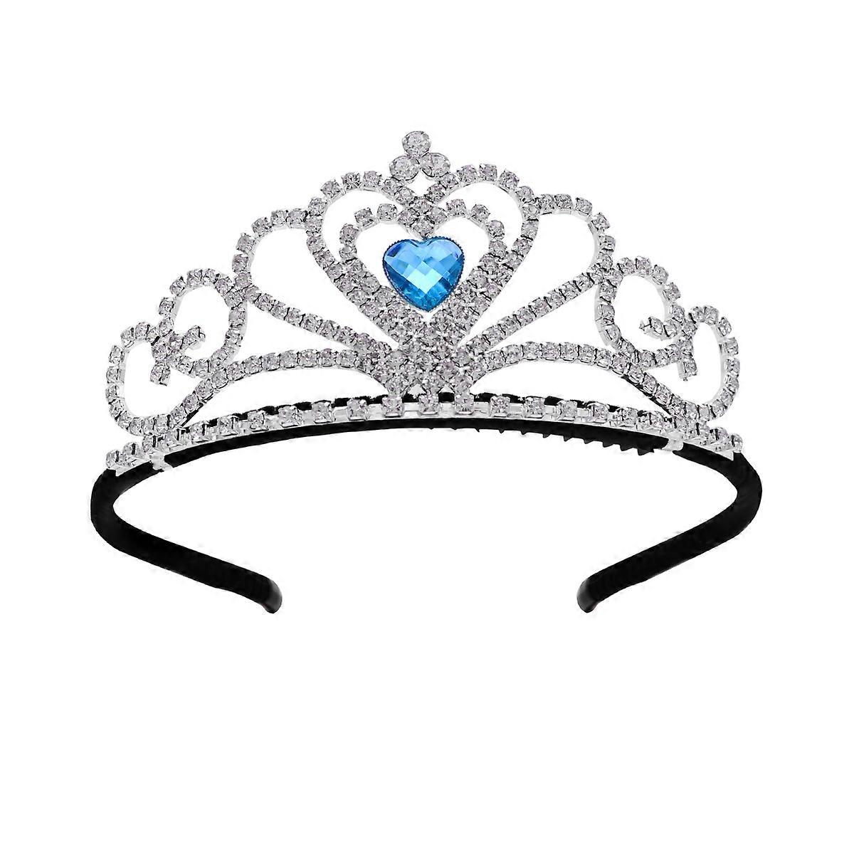 Crystal Children Tiara Crown with Heart Design for Kids Use Silver Color Lightweight Portable