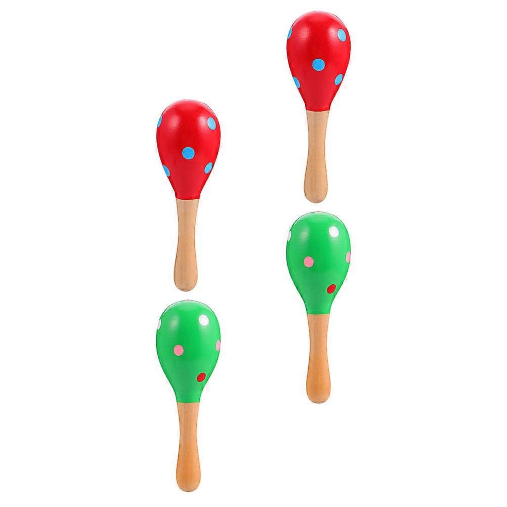 Music Maracas 4Set For Children Early Education And Playtime With Assorted Color Wooden Material Designed For IQ Development