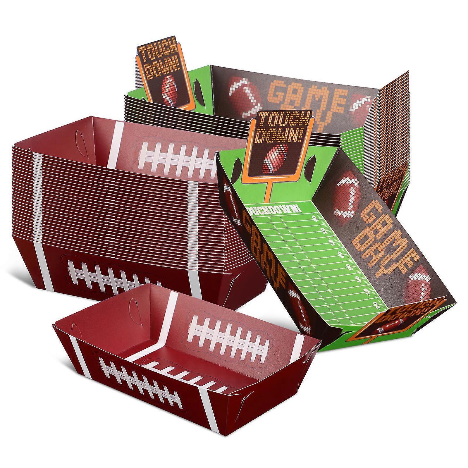 60 Pcs Football Theme Food Trays Paper Dinner Plates For Sports Themed Events And Gatherings Assorted Color Lightweight Easy To Carry
