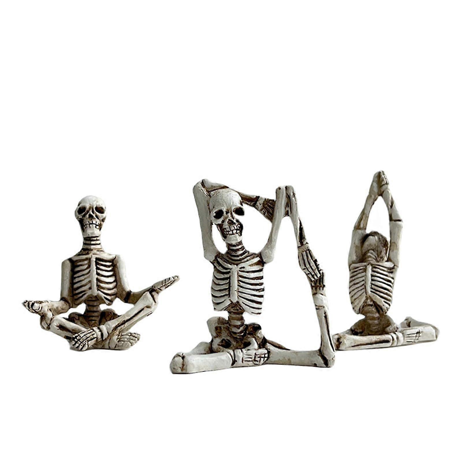 Yoga Skeleton Statue Bone Stretcher Skeleton Halloween Figure Meditating Table Ornament Collection Home Decorative Bone Stretching Skeleton Skeleton