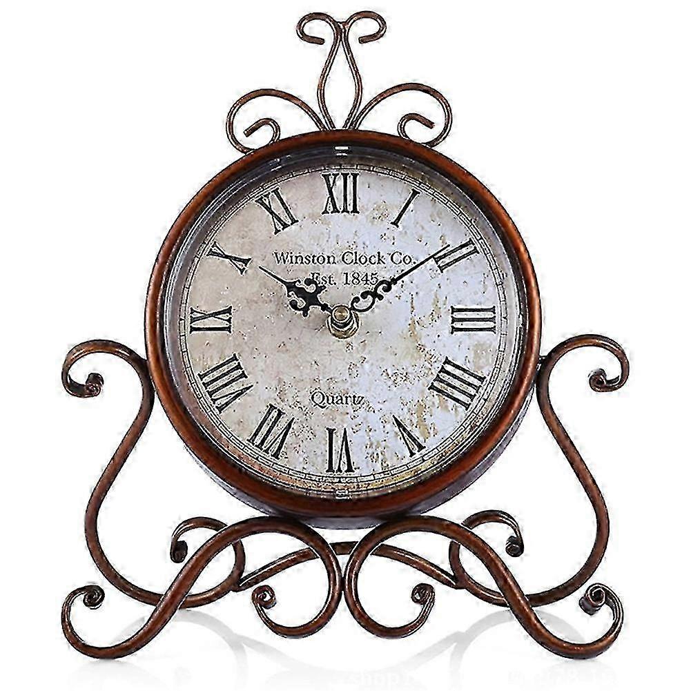 Retro Style Silent Battery Operated Table Clock Antique Design Small Mantel Clock Vintage Desk Decoration