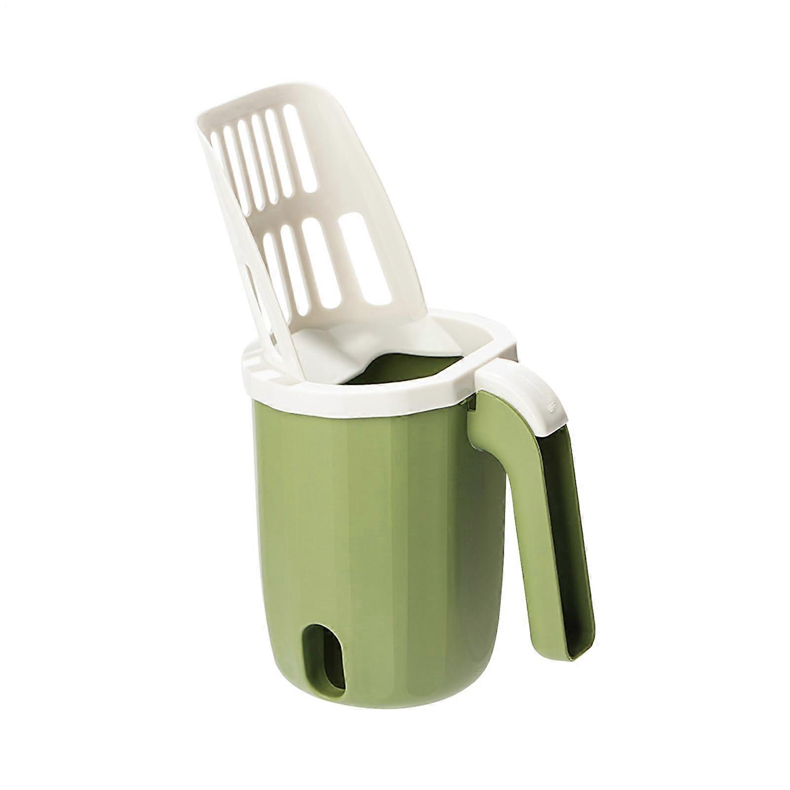 Cat Litter Scoop with Holder, Portable Waste Collector with Trash Bags, Green Cleaning Tool for Indoor and Outdoor Use