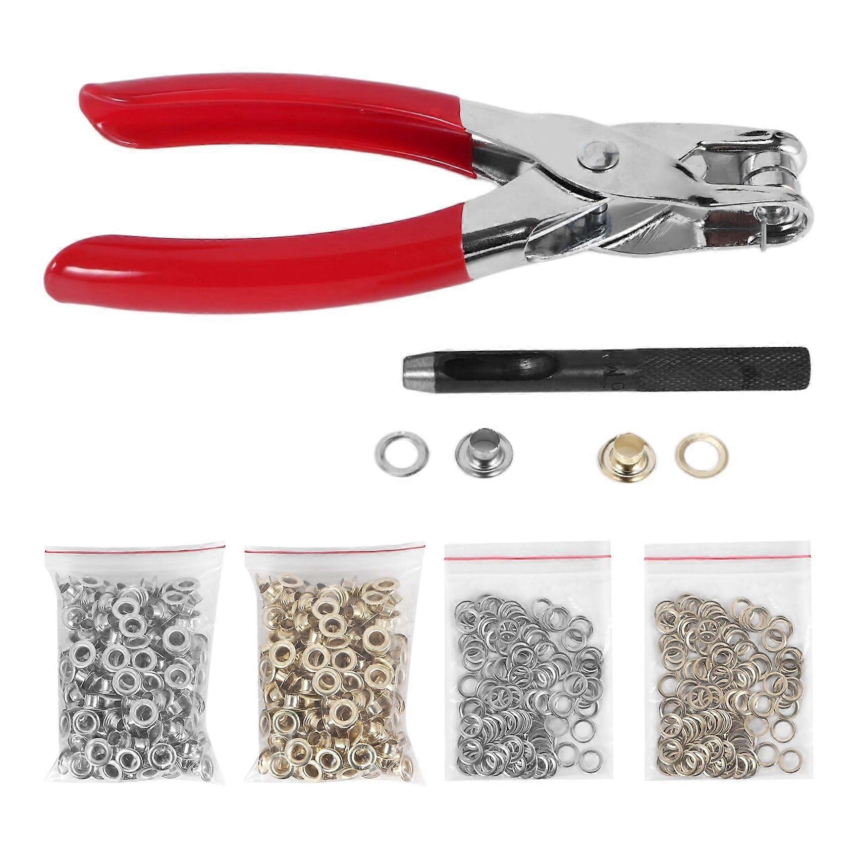 Grommet Pliers Kit, 1/4 6mm with Metal Grommets and Washers