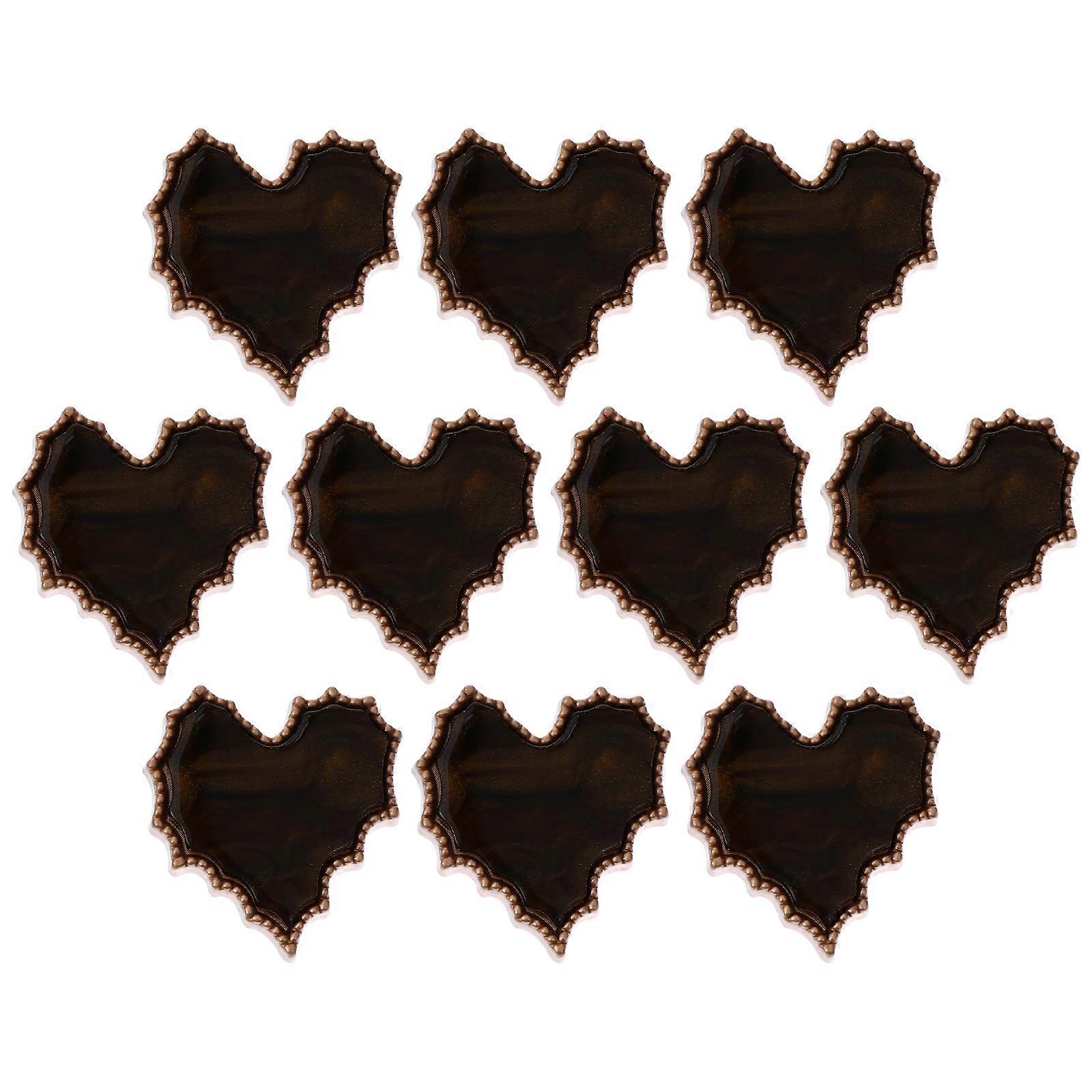 Heart Buttons Clothing Decoration Clothing Diy Projects Coffee Zinc Alloy Resin for 10Pcs