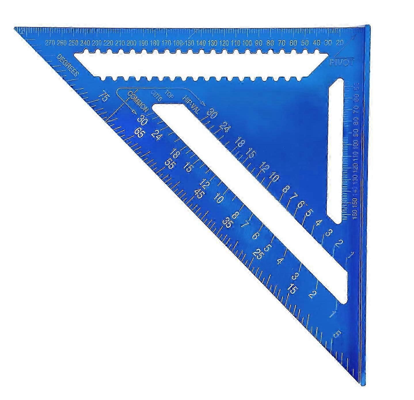 12 Inch Carpenter's Square Triangle Ruler, Aluminum Metal Carpenter's Square Measuring Tool for Engineers, Designers, Carpenters (Blue)