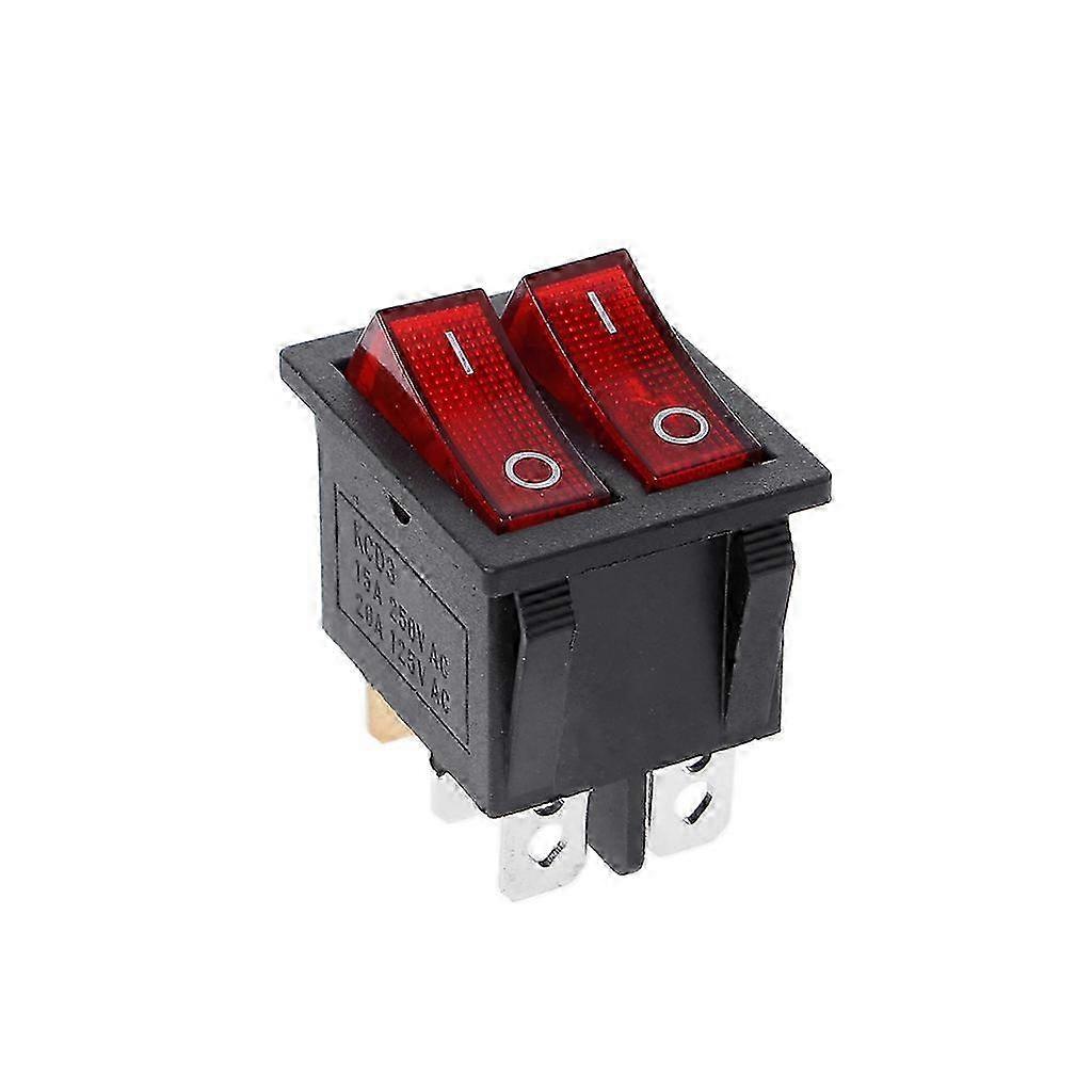 6-Pin Dual Rocker Switch with Green/Red LED for Marine and Automotive Applications, 20A 125V AC On/Off Control