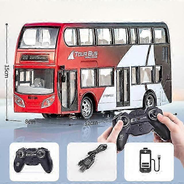 Remote Control Double-Decker Bus with Light Effects for Kids