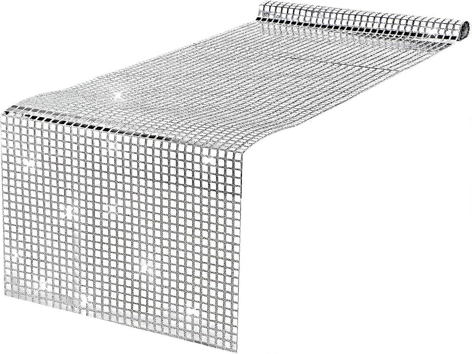 Disco Table Runner Silver Sequin Table Runners 12 x 71 Inches Retro 70s 80s Theme Disco Ba
