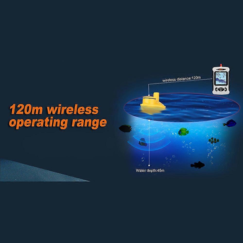 Lucky Wireless Remote Sonar Sensor Fishing Finder Transducer 45M Water Depth