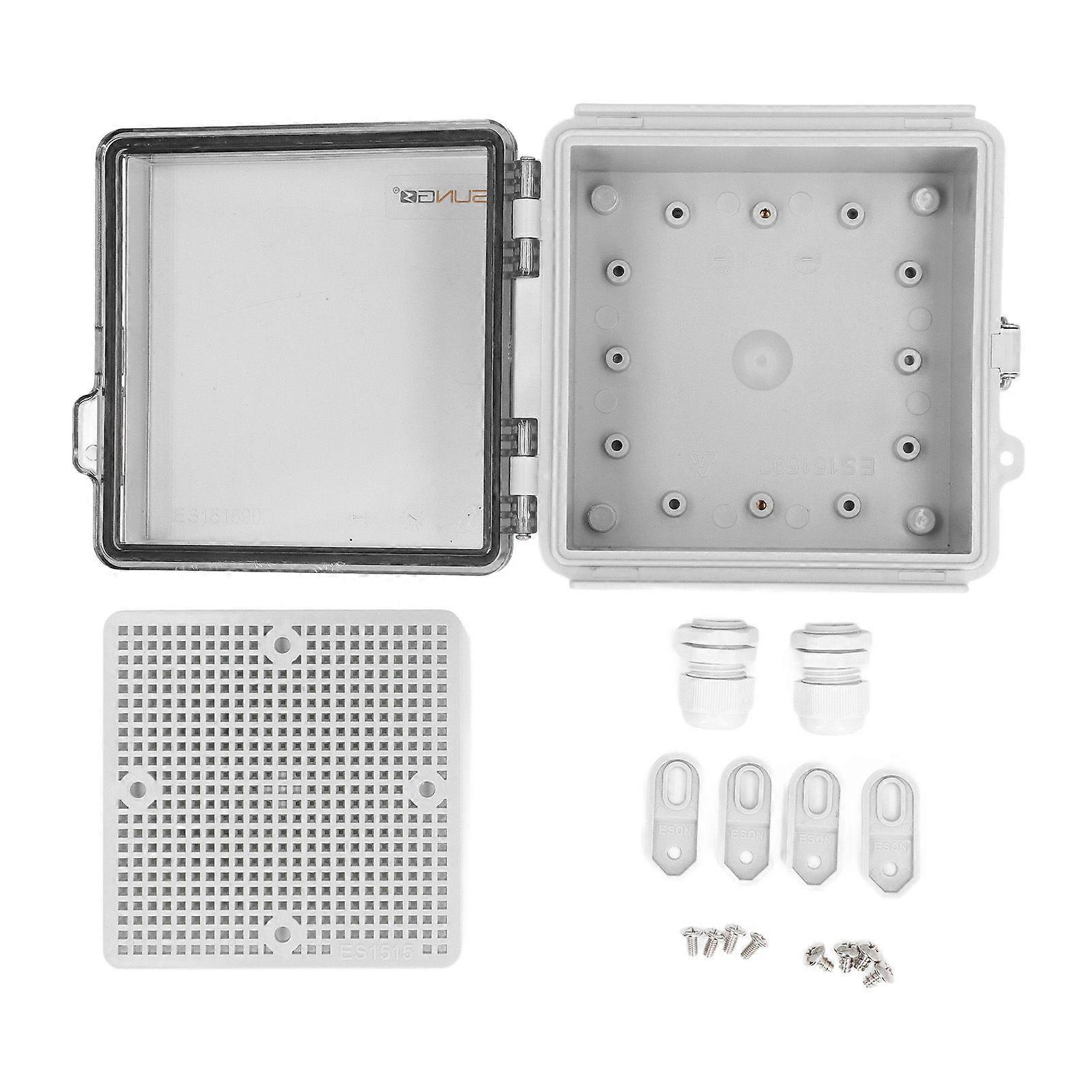 Waterproof Junction Box Transparent Hinged Cover IP67 ABS Plastic Electrical Enclosure with Mounting Plate for Outdoor
