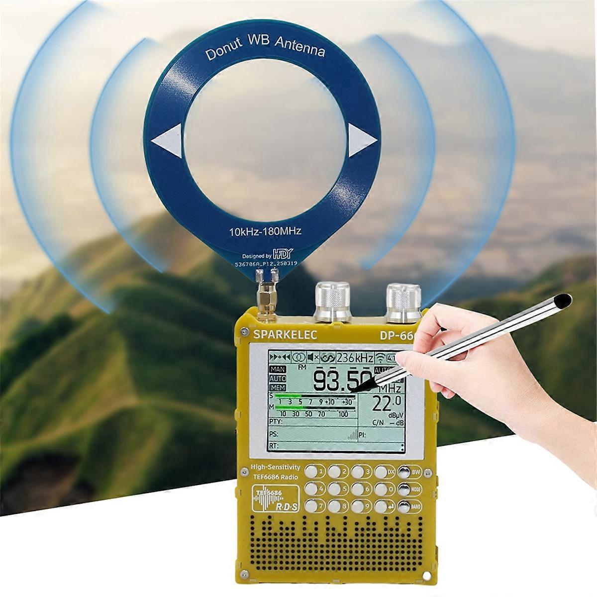 DP-666 Radio High Sensitivity TEF6686 Full Band FM AM LW MW SW Shortwave ESP32 RDS 2.8 Inch IPS Touch Screen Yellow