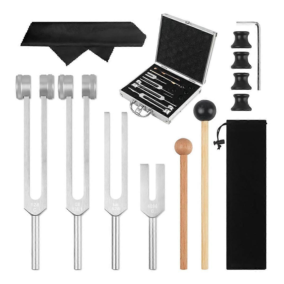 4Pcs Tuning Fork Set(128Hz, 136.1Hz, 528Hz, 4096Hz)