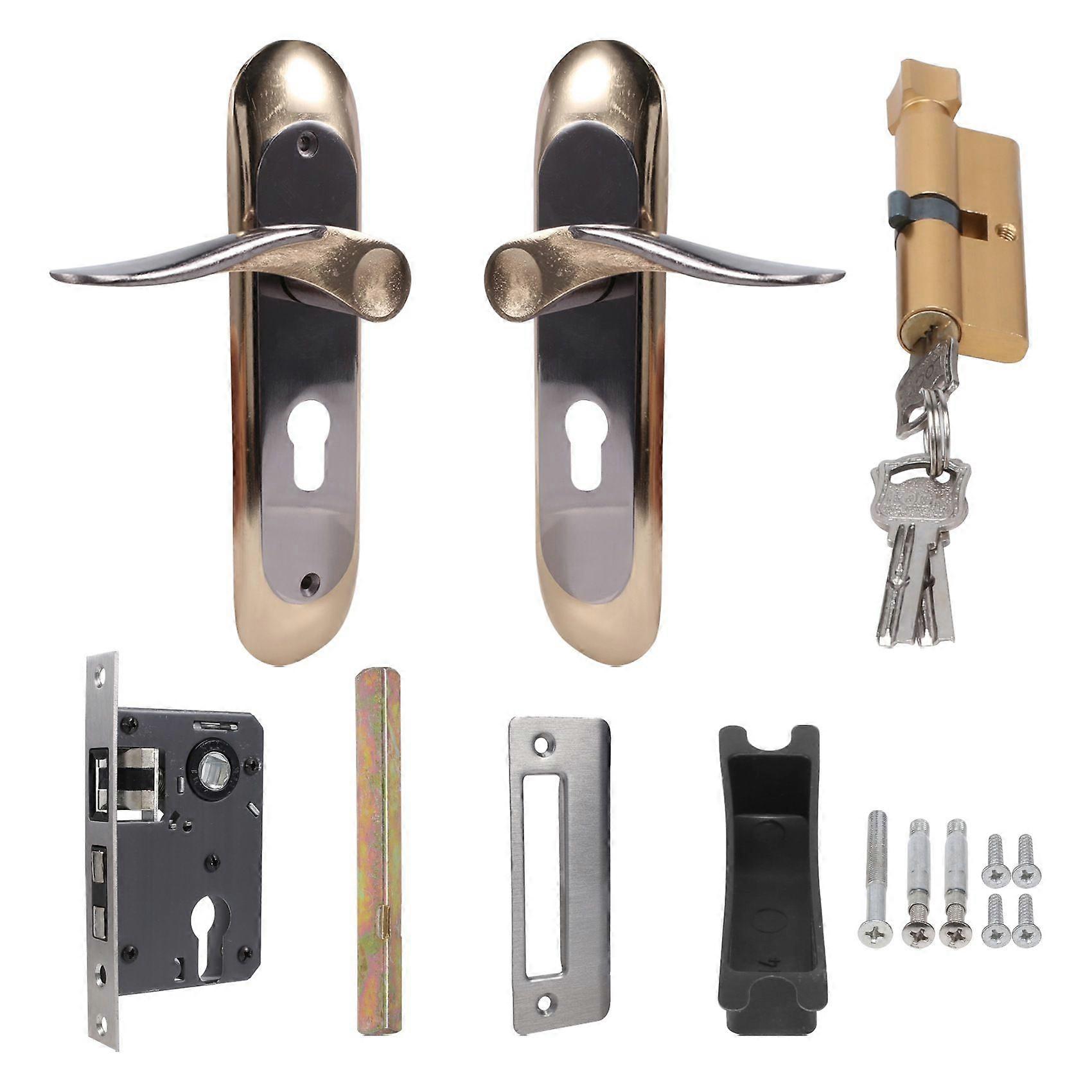 Indoor Household Door Handle with Security Lock Key Set Aluminum Alloy