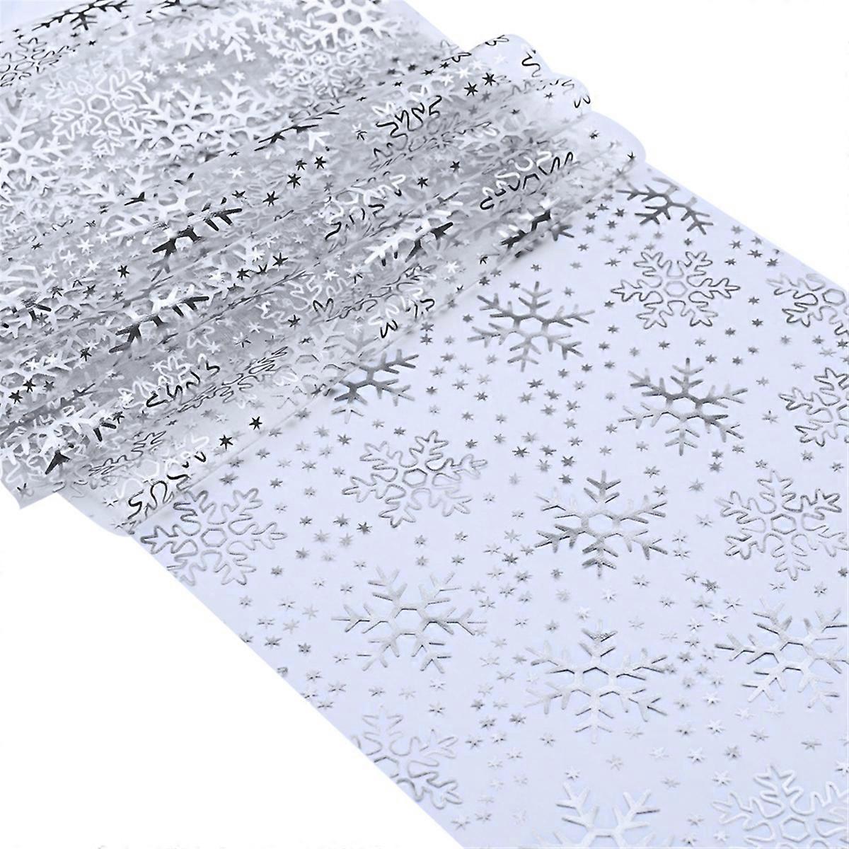 2 Rolls Christmas Snowflake Table Runner 11" x 108" Sequin Glitter Table Runner for Party, Birthdays, Weddings Silver